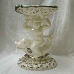 Vintage Cherub on Dolphin Soap Dish trinket holder